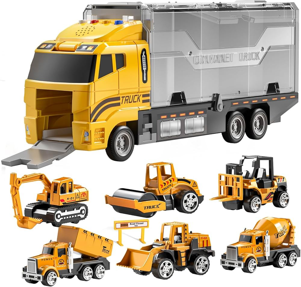 TEMI Toddler Toys for 3 4 5 6 Years Old Boys, Die-cast Construction Toys Car Carrier Vehicle Toy ... | Amazon (US)