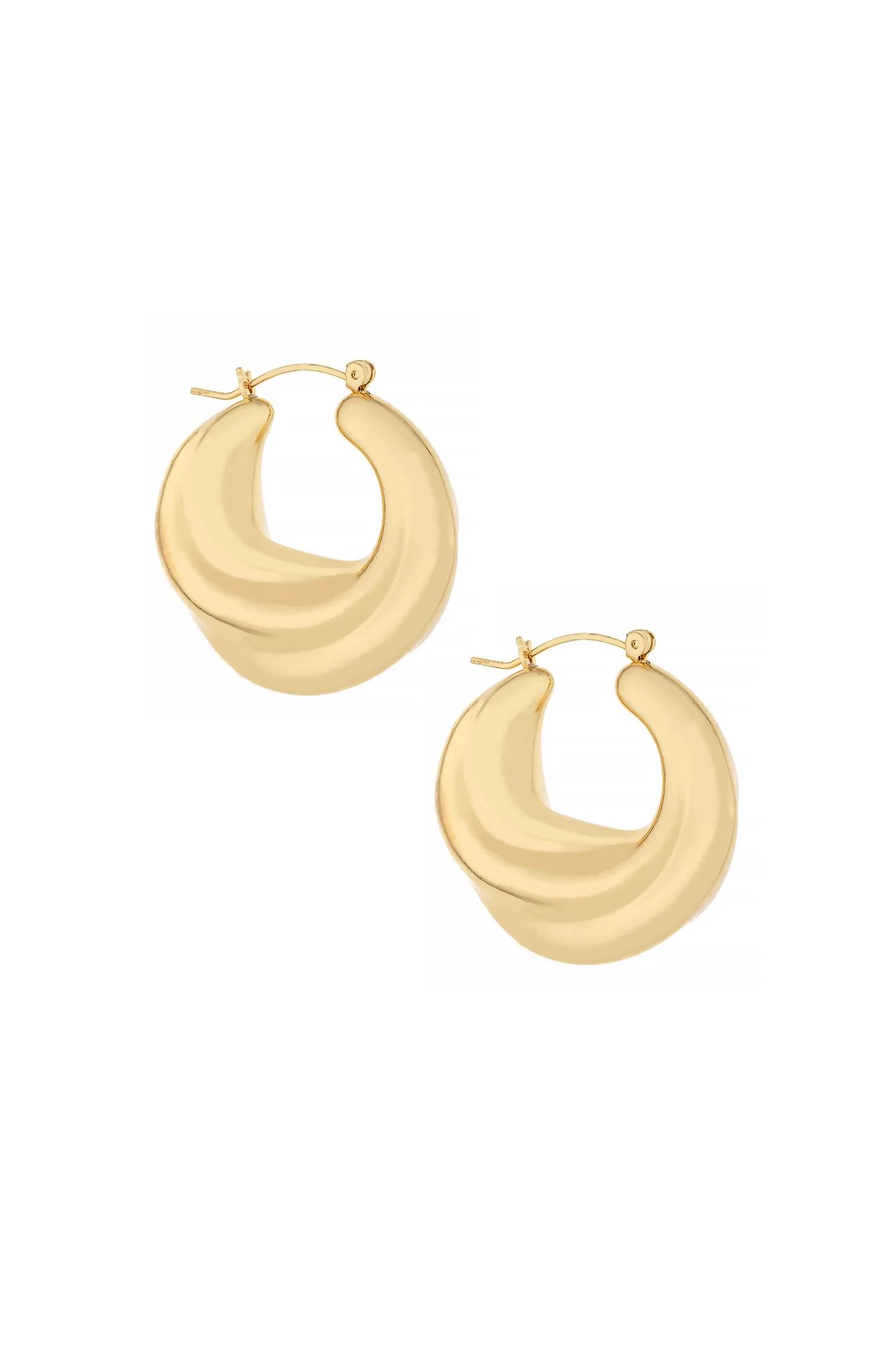 Crescent Swirl 18k Gold Plated Hoop Earrings | Ettika