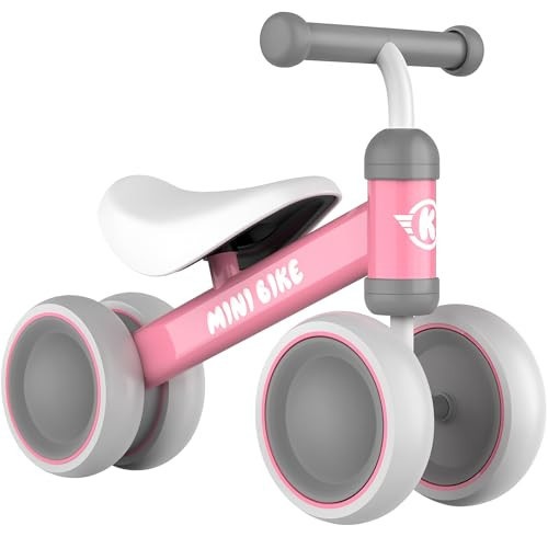YOFIDI Baby Balance Bike for 1 Year Old Boys Girls Toddler Toys with 4 Wheels for Ages 12-24 Months - Toddler Balance Bike First Birthday Gifts | Ride On Toys for Boys & Girls (Pink) | Amazon (US)
