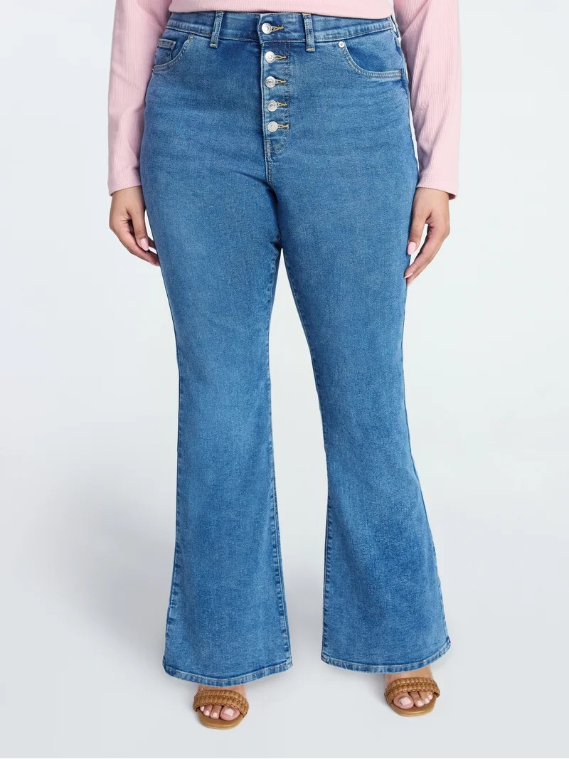 Terra & Sky Women's Plus Size Core Flare Jeans, Sizes 16W-28W | Walmart (US)