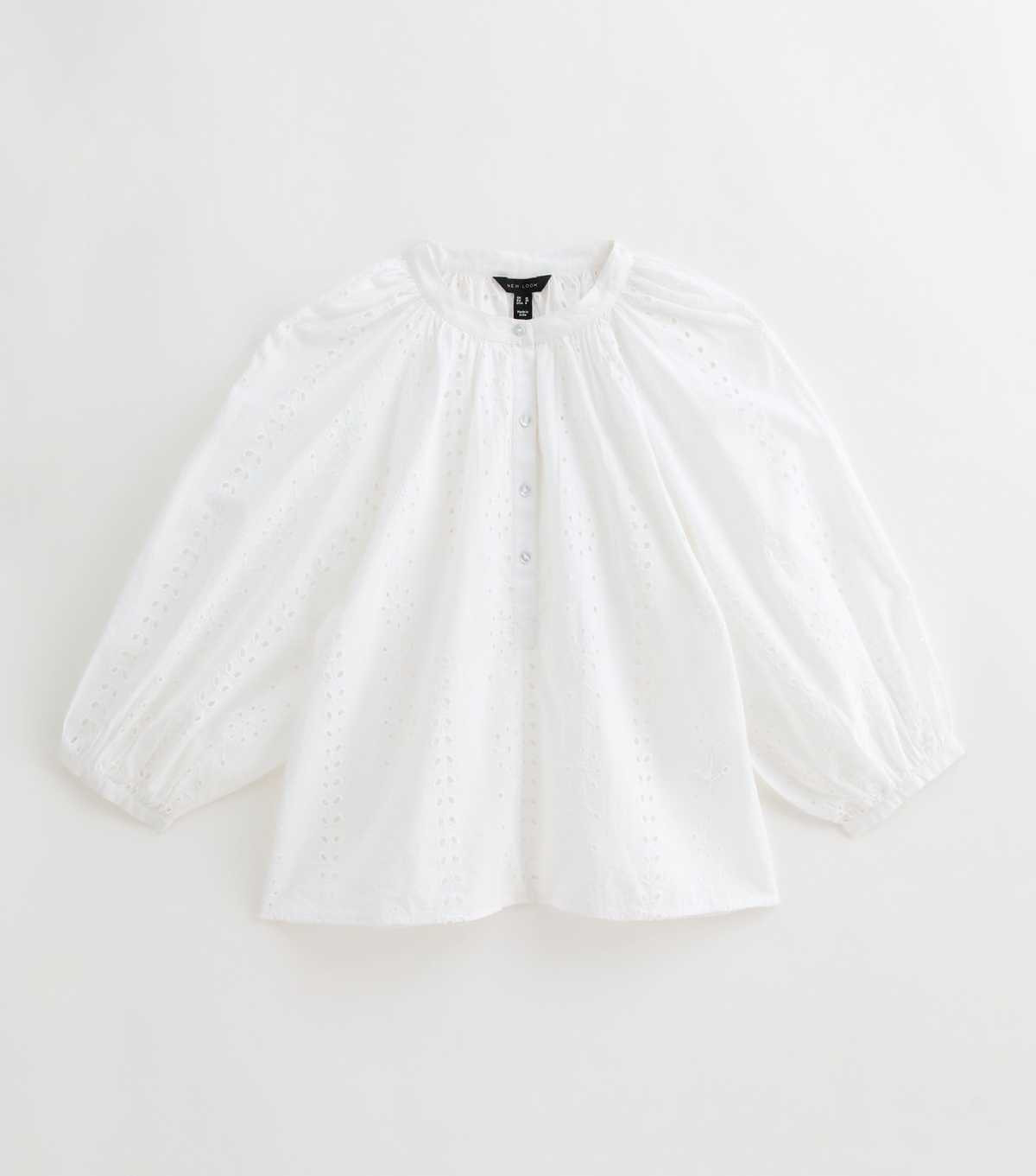White Broderie Anglaise Balloon Sleeve Blouse | New Look | New Look (UK)