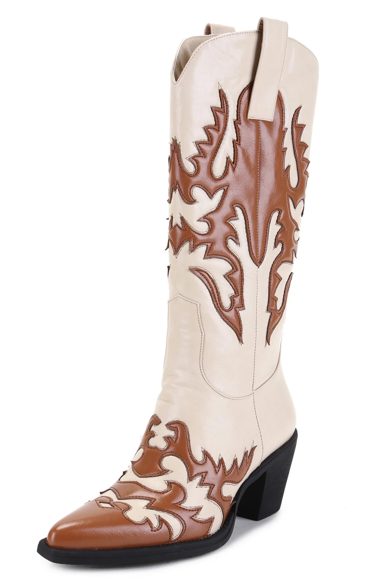 Ferwind Women's Cowboy Boots Western Knee-High Stiches and Pull-on Adult Burgundy/Ivory  6.5 - Wa... | Walmart (US)