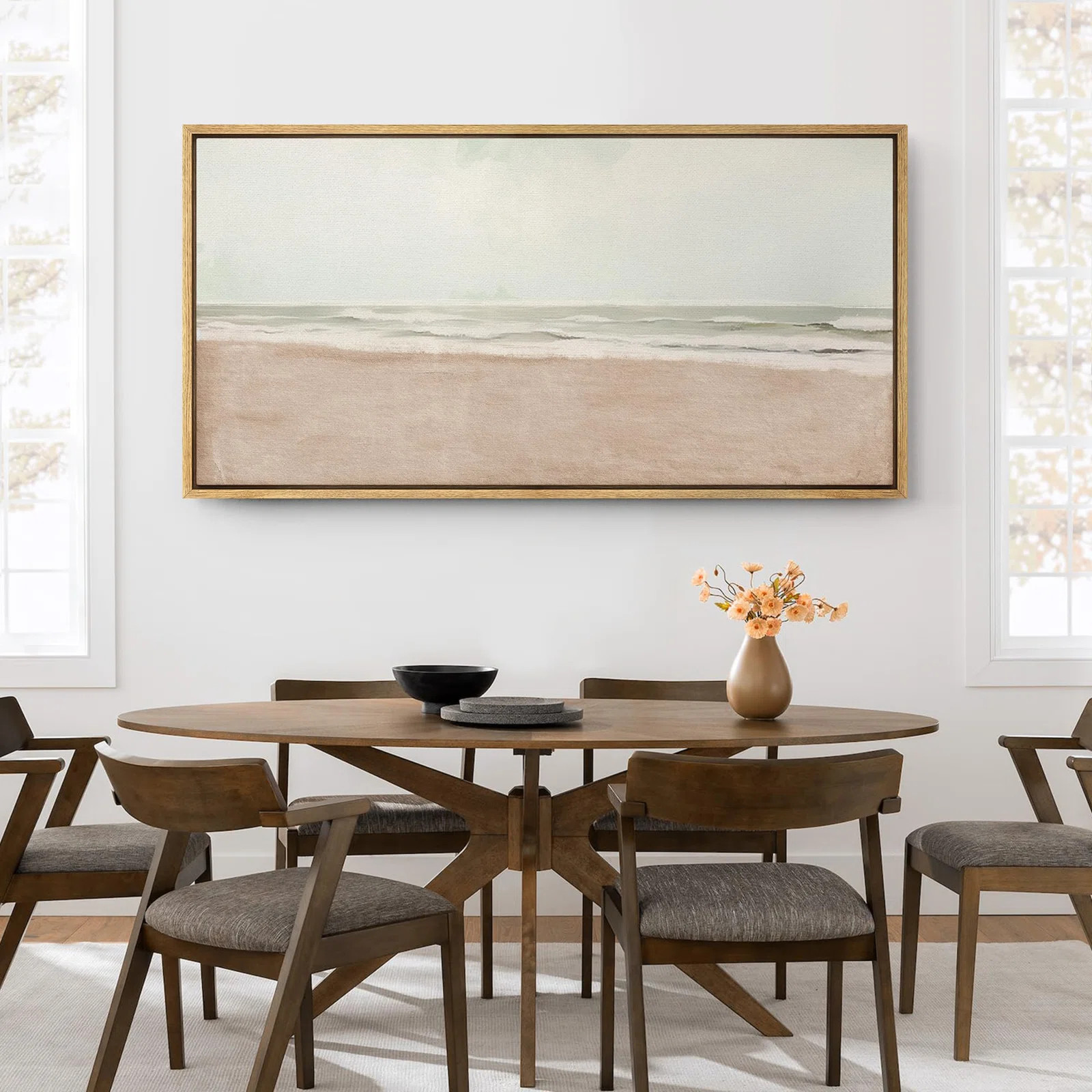 Coastal Beach " Serene Shoreline Abstract Beach Modern Art Calm Warm Extra Large Artwork Pictures... | Wayfair North America