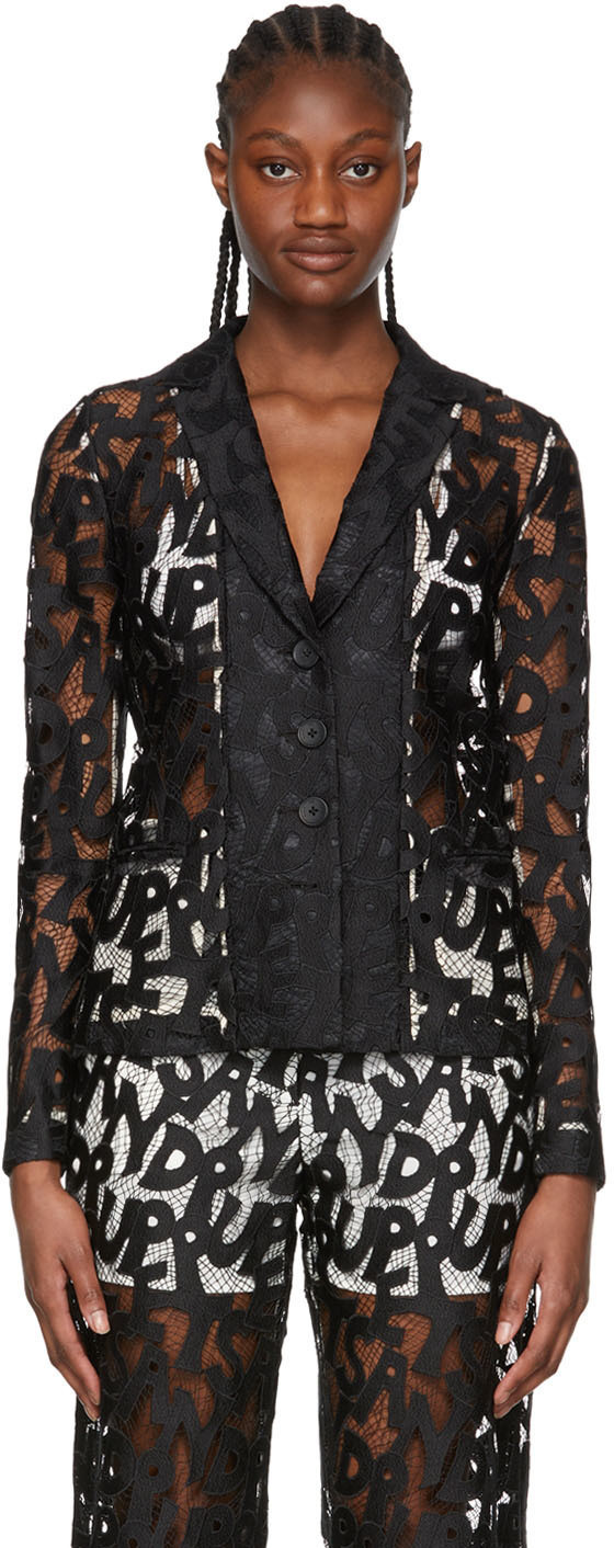 Puppets and Puppets Black Polyester Blazer | SSENSE