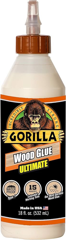 Gorilla Ultimate Waterproof Wood Glue, 18 Ounce, Natural Wood Color, (Pack of 1) | Amazon (US)