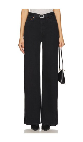 70s Ultra High Rise Wide Leg in Black Stone | Revolve Clothing (Global)