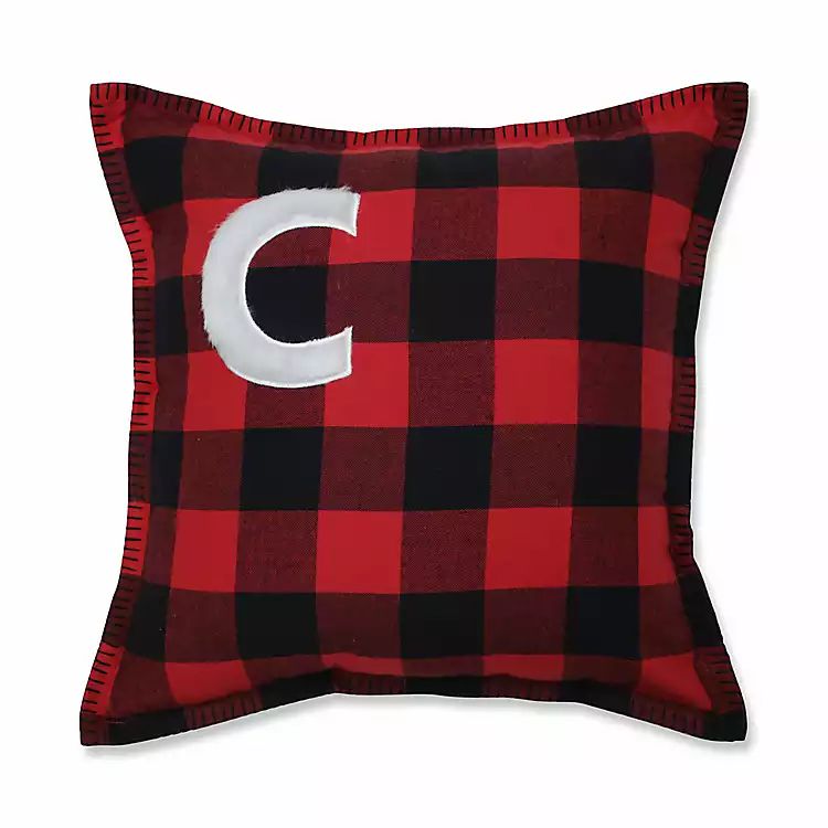 New!Black and Red Buffalo Plaid Monogram C Pillow | Kirkland's Home