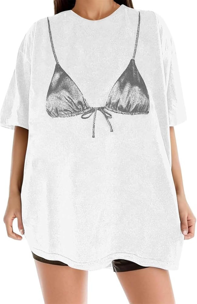 Monkay Women's Oversized Graphic Tee Bikini Print Y2K Streetwear Funny Short Sleeve Casual Loose ... | Amazon (US)