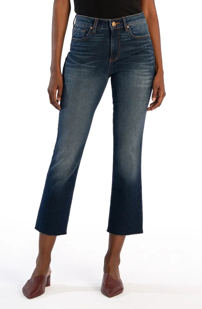 KUT from the Kloth Kelsey High Waist Raw Hem Crop Kick Flare Jeans | Nordstrom | Nordstrom