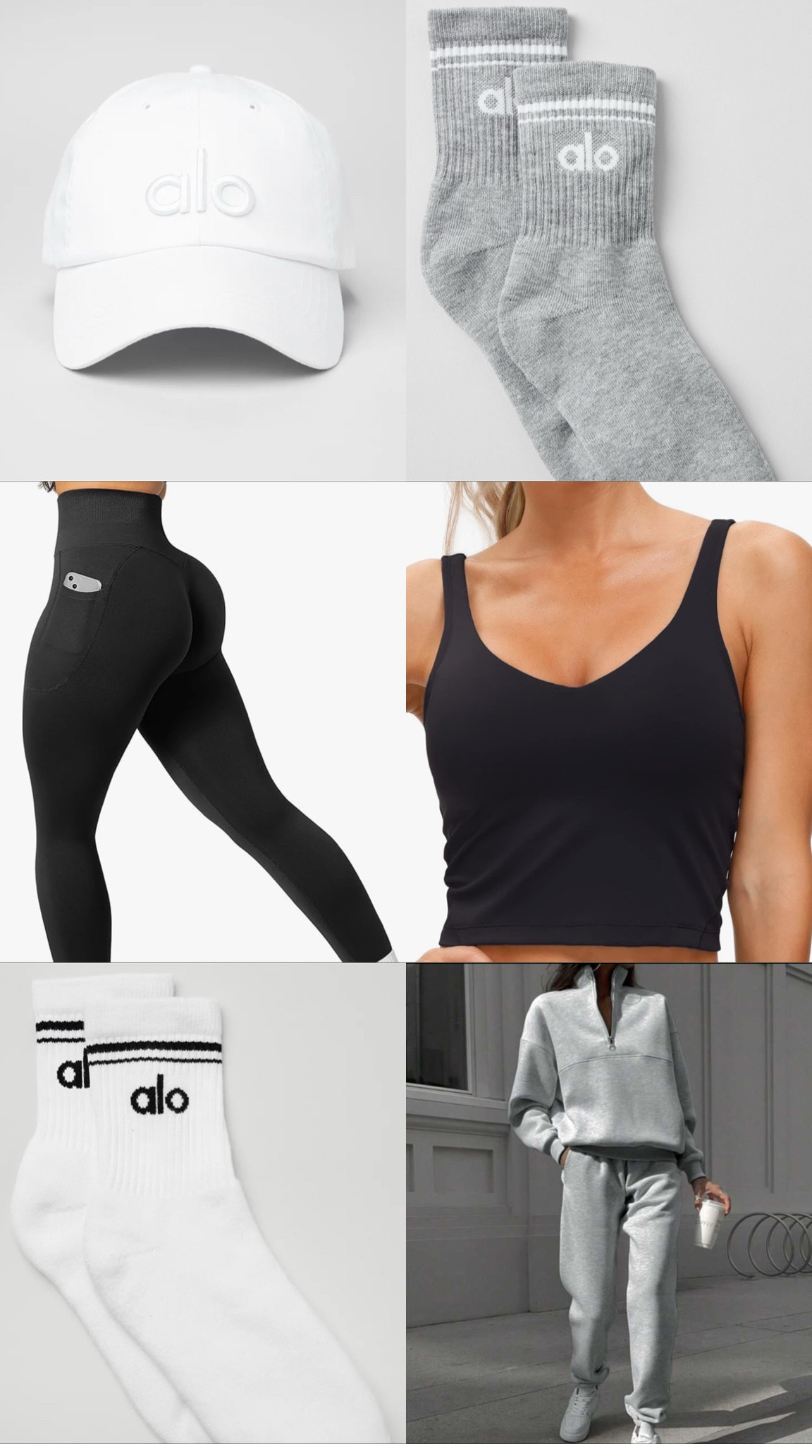 Today’s fitness fit. I’m a size small in leggings & alo socks. Size medium in sports bra (I sized up one size, I don’t like my sports bras to fit extremely tight). Wearing size small in gray pullover & sweat pants set. 

#fitnessmotivation #gymmotivation #gymfit #gymoutfit #athleisure #athleisurewear #athleisurelooks  #workoutfit #workoutoutfit  

#LTKFindsUnder50 #LTKFitness #LTKActive