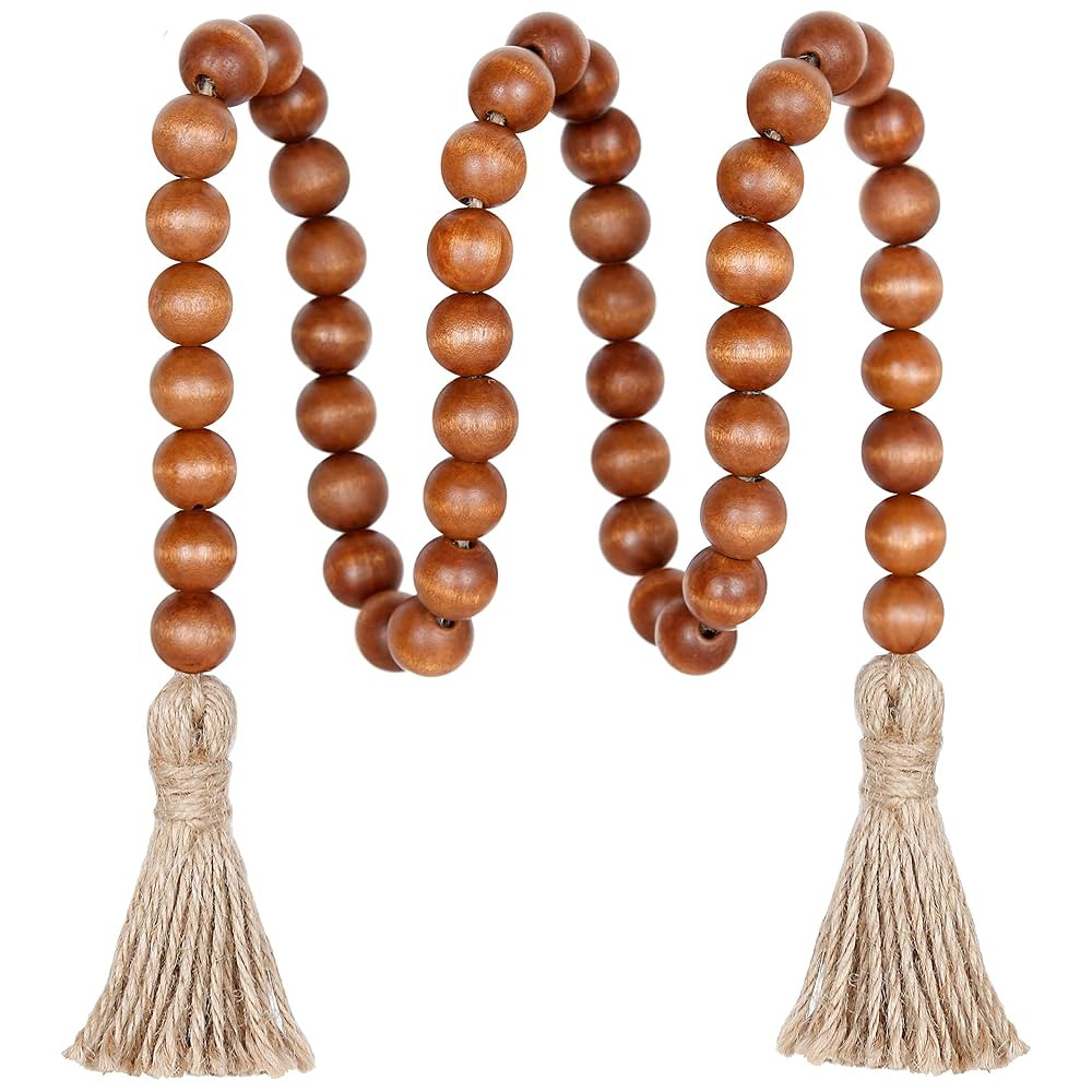 Meplait 39in Wood Bead Garland Farmhouse with Tassels,Versatile Prayer Beads Boho Chic Wall Hangi... | Amazon (US)