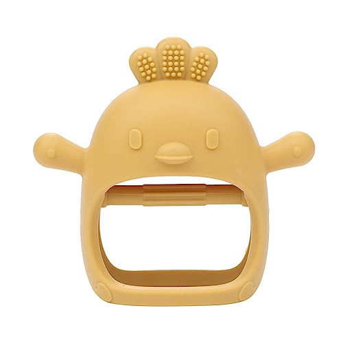 AIXMEET Baby Teething Toys,Silicone Baby Teether for Babies 0-6 Months, Mitten Teething Toy for Soothing Sore Gums, Never Drop Infant Hand Teether,Baby Chew Toys for Sucking Needs,Yellow | Amazon (US)