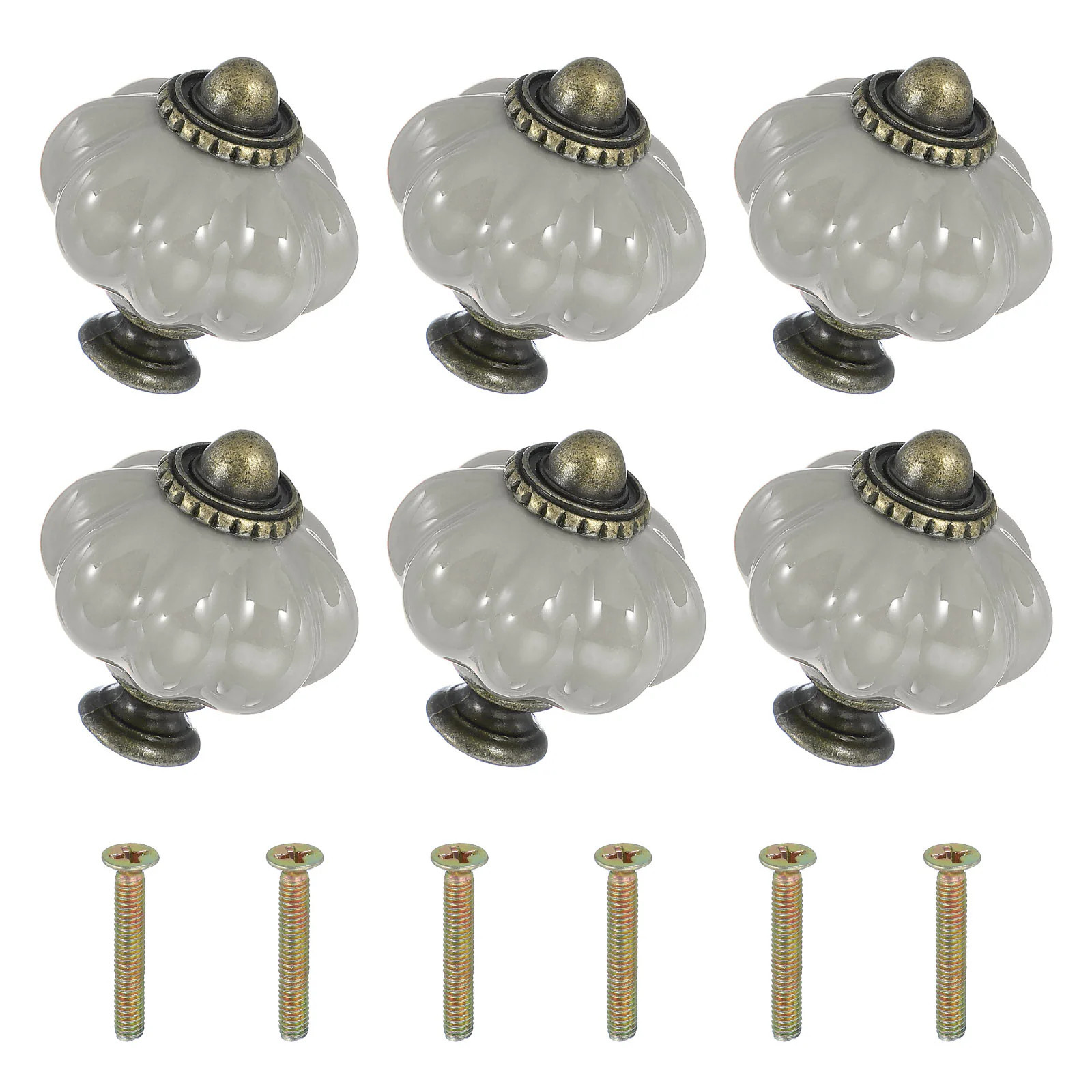 Unique Bargains 6pcs Ceramic Knobs Pumpkin Ceramic Cabinet Drawer Knobs Retro Decorative Dresser Pulls Handle with M4 x 25mm Mounting Screw for | Lowe's