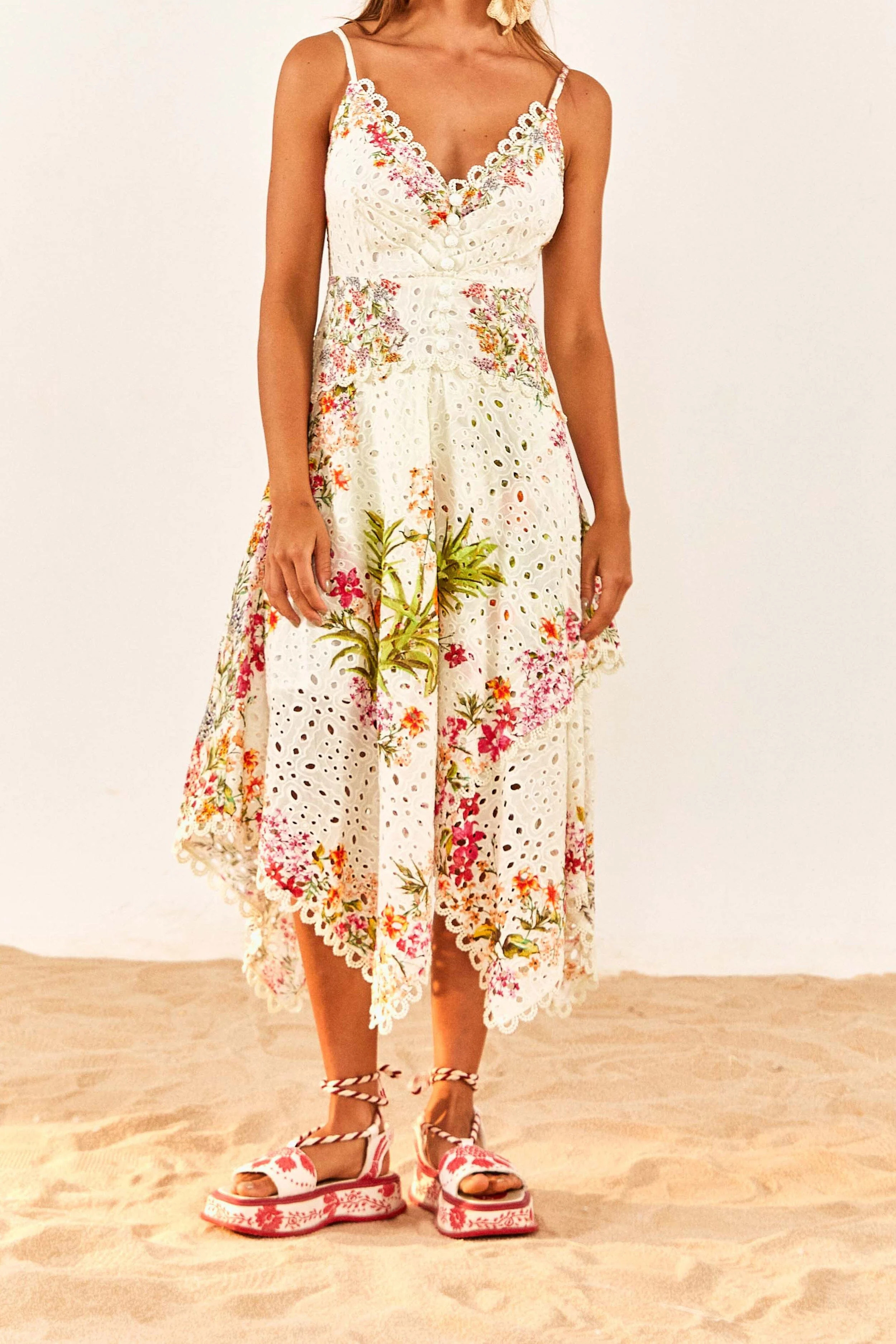Delicate Forest Scarves Midi Dress | Asymmetrical | FarmRio (US)
