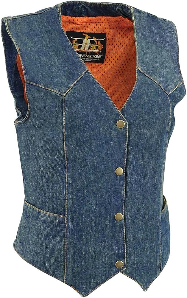 Milwaukee Leather MDL4000 Women's Black Plain Side 3 Snap Front Denim Vest | Amazon (US)
