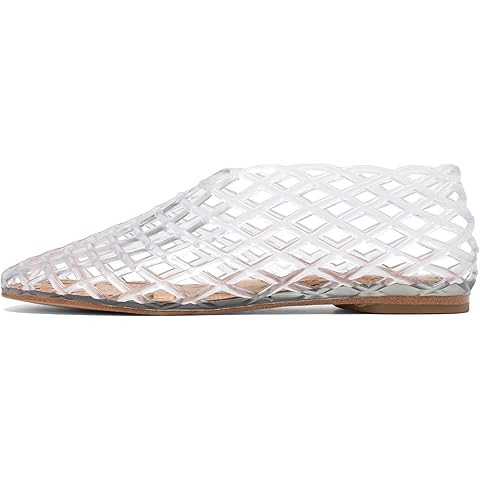 Red Jelly Mesh Ballet Flats for Women Adult Clear Hollow Jelly Sandals Beach Ballerina Jellies Sh... | Amazon (US)