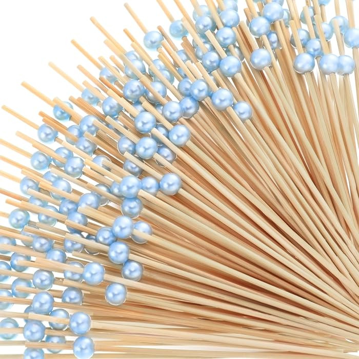 Reallnaive 300 Pcs Pearl Cocktail Picks 4.7 Inch, Light Baby Blue | Amazon (US)