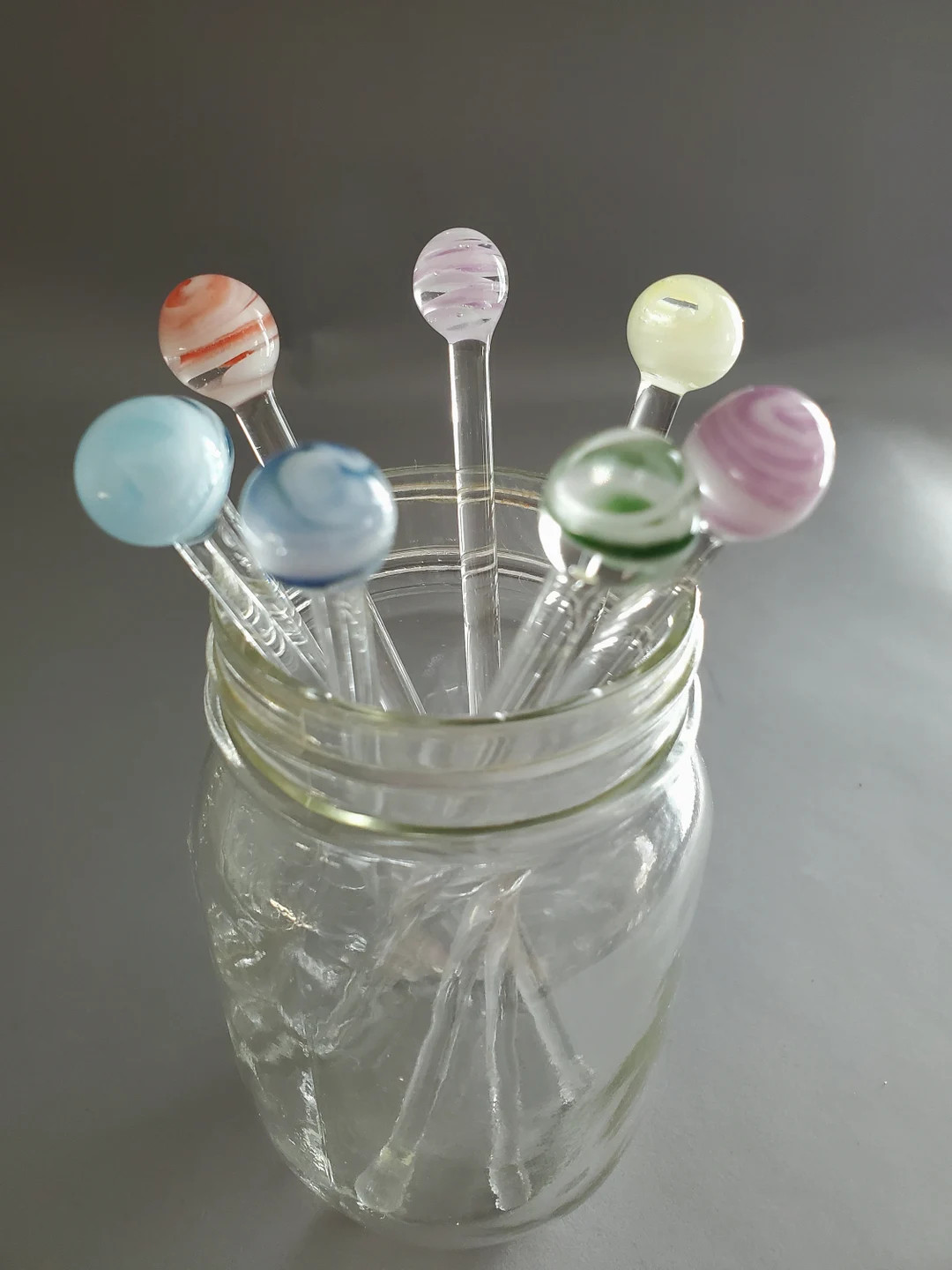 Set of 8 Glass Sticks With Pastel Ice Cream Colors. Each One - Etsy | Etsy (US)
