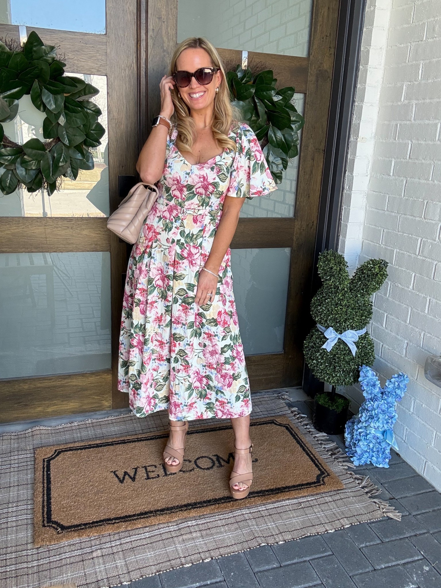 Floral spring dress
Easter porch 

#LTKSeasonal #LTKWedding #LTKHome