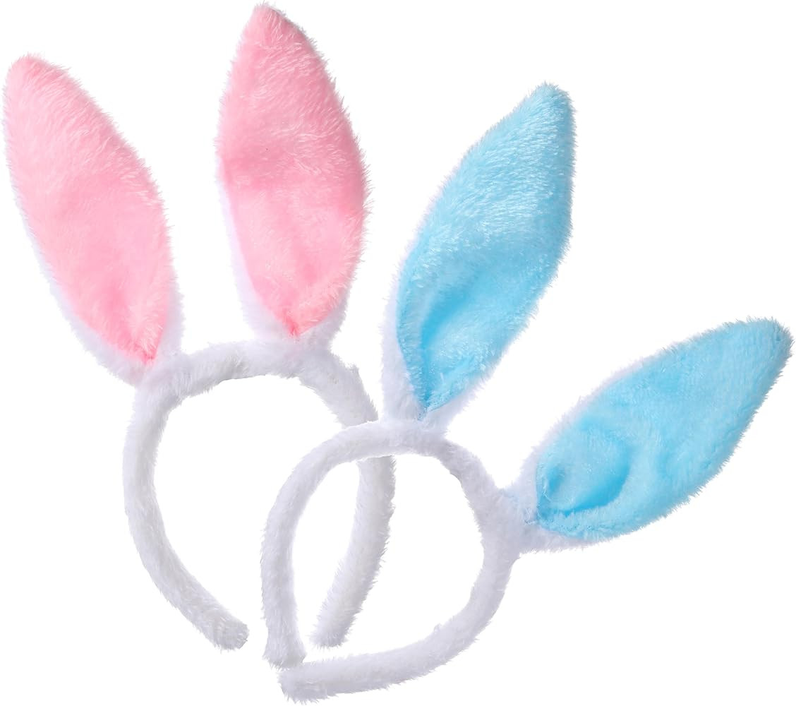 2pcs Plush Easter Bunny Ears Headband Rabbit Ear headband Easter Headband for Women Halloween Par... | Amazon (US)