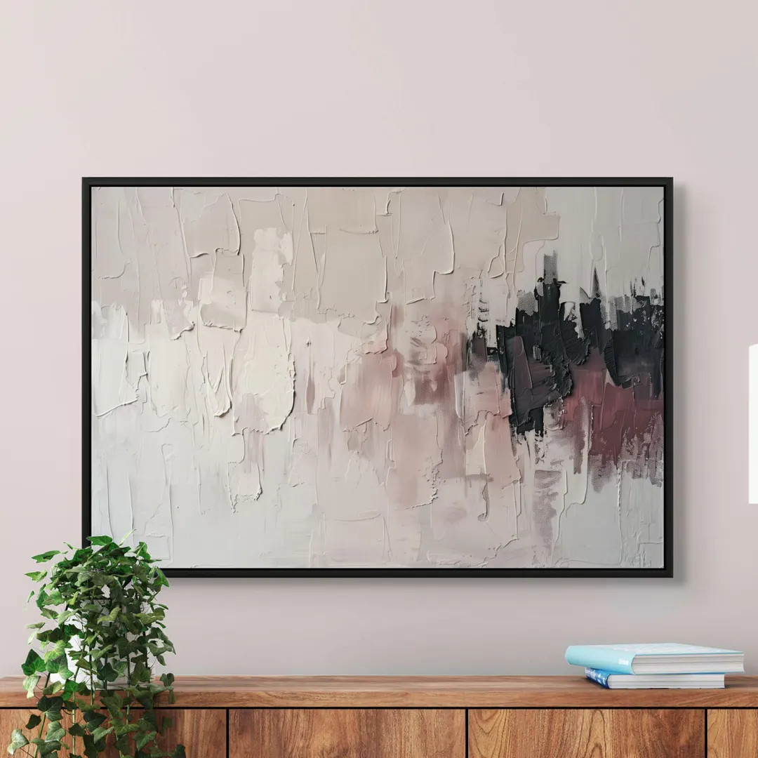 Textured Neutral Abstract – Minimal Canvas Art in Cream, Mauve and Charcoal Tones | Etsy (US)
