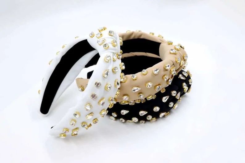 Luxury Knotted Jeweled Headband - Cute Spring Headband ! Bling and Bedazzled Headband - Bride Hea... | Etsy (US)