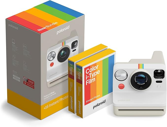 Polaroid Now 3rd Generation I-Type Instant Camera + Film Bundle - Now Pebble White Camera + 16 Co... | Amazon (US)