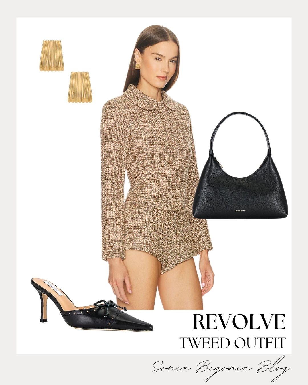 🍂 Timeless textures meet modern silhouettes. I am styling this gorgeous neutral tweed matching set from Revolve, featuring a collared jacket and matching shorts for an effortless, tailored aesthetic.

👜 Completed the look with sleek black pointed-toe mules, a classic leather shoulder bag, and chunky gold statement earrings.

#RevolveMe #TweedSet #MatchingSet #ChicStyle #TailoredLook #RevolveOutfit #OOTDInspo

#LTKootd #LTKgrwm