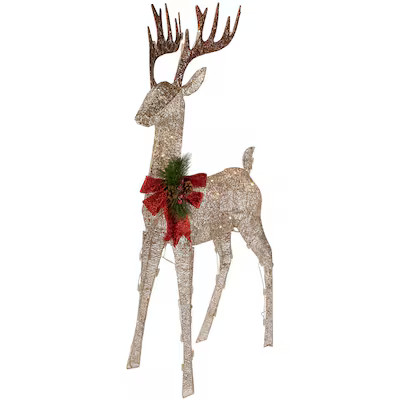 Northlight 48-in Freestanding Reindeer Yard decoration with White LED Lights | Lowe's