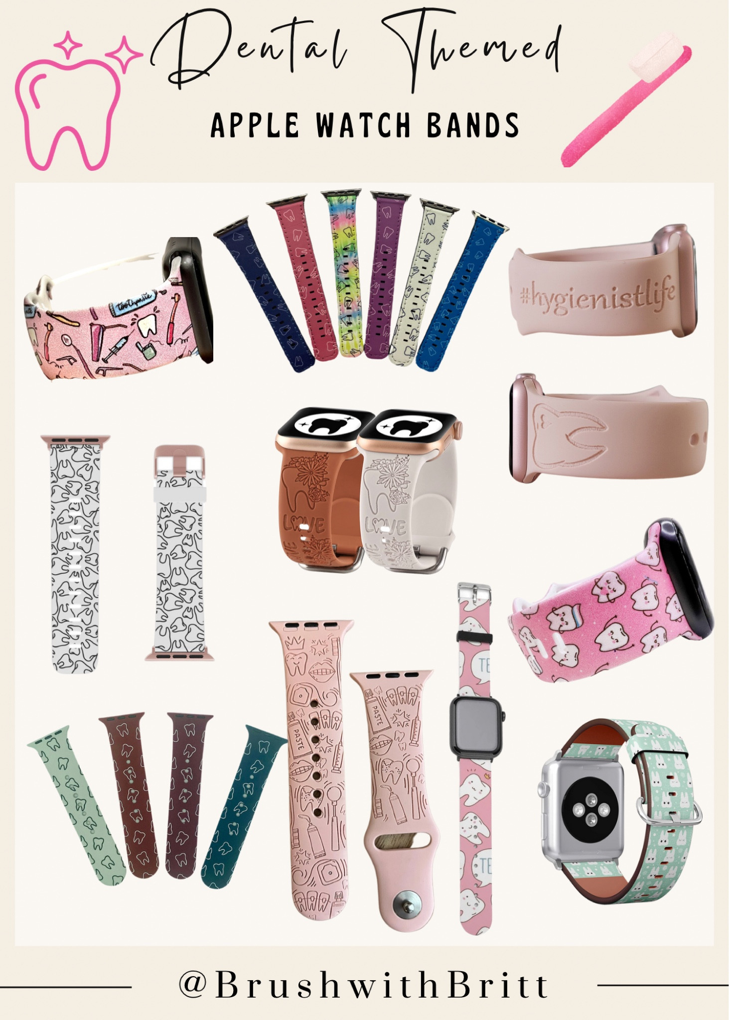 Cute dental themed apple watch bands! ⌚️🦷🩷 | Apple Watch band, dental, dental hygienist, workwear, Etsy finds, Amazon finds. 

#LTKunder50 #LTKworkwear #LTKFind