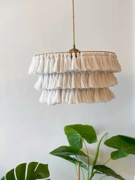 Boho Chandelier, Fringe Chandelier, Macrame Lamp Shade, Bohemian Lamp Shade, Tassel Chandelier, M... | Etsy (US)