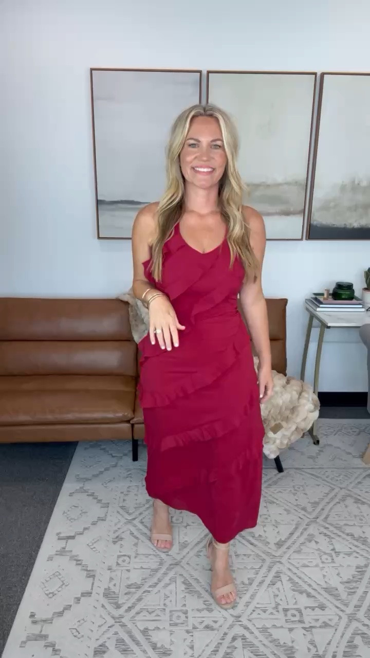 This dress does all the work. The rich berry color and cascading ruffle detail make it such a pretty option for weddings, date nights, or any event on the calendar.

Wedding guest dress, ruffle dress, midi dress, event dress, date night outfit, berry dress, feminine style, summer dress, special occasion dress, dressy outfit, AudrieDollins

#LTKWedding #LTKSeasonal #LTKootd