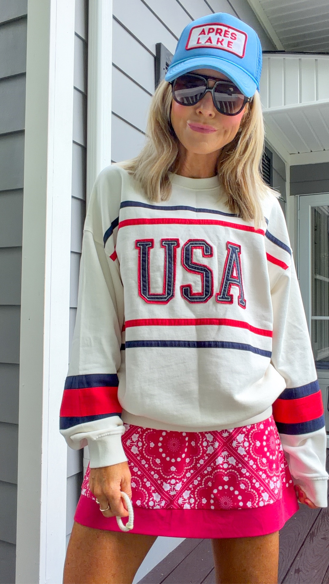 Perfect ❤️🤍💙 attire!! wearing small in sweatshirt and XS in athleisure dress •

#LTKootd #LTKSeasonal #LTKOver40