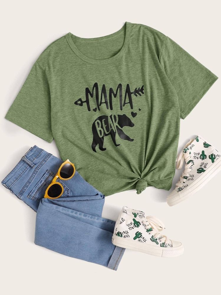 Letter And Animal Graphic Tee | SHEIN