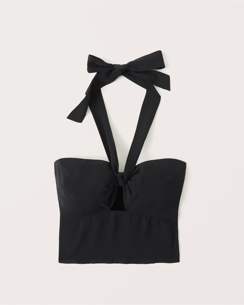 Women's Knot-Front Cutout Halter Top | Women's Tops | Abercrombie.com | Abercrombie & Fitch (US)