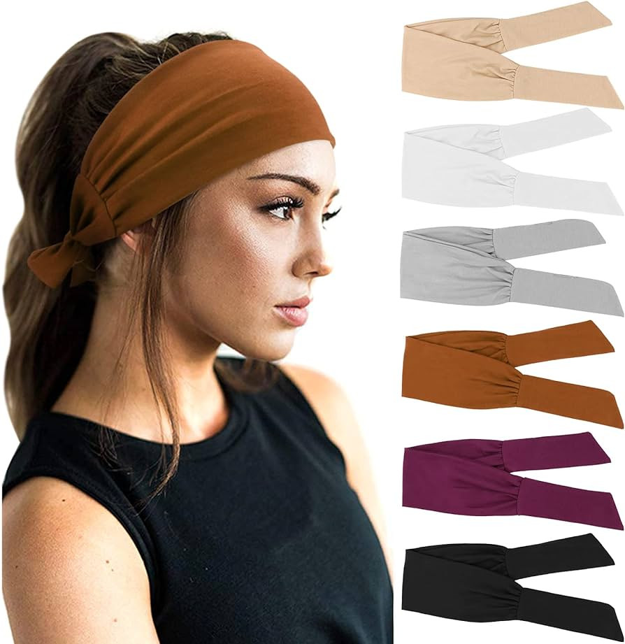 DRESHOW 6 PCS Adjustable Headbands for Women Knotted Headbands Elastic Non-Slip Fashion Hair Band... | Amazon (US)