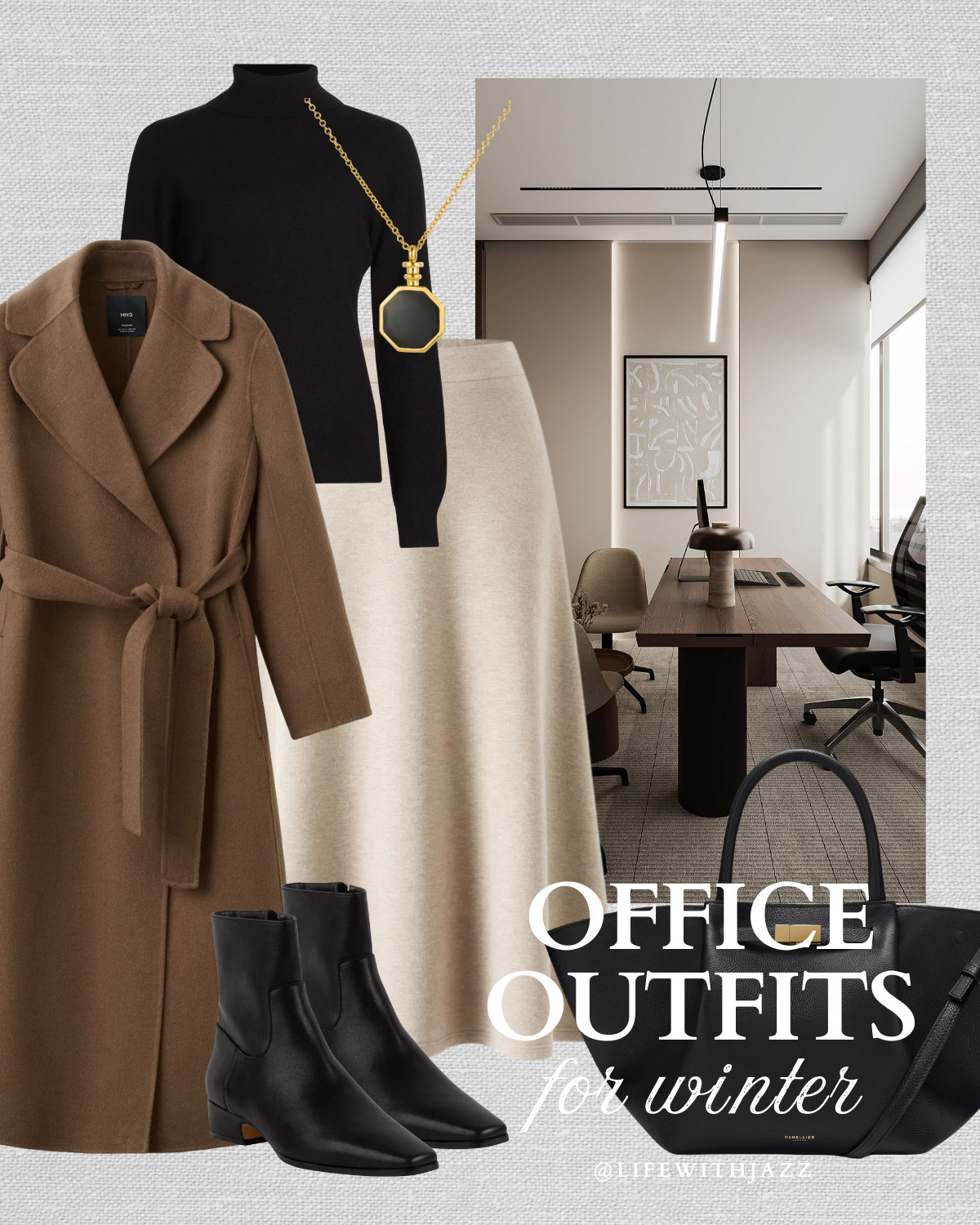 office outfits for winter 

long belted coats / tailored coats / short coat / knit maxi skirt / turtleneck sweaters / long sleeves / tailored pants / low heeled booties / demellier tote bag / classic style / elevated style / office outfit / workwear / business casual / smart casual 

 

#LTKWorkwear