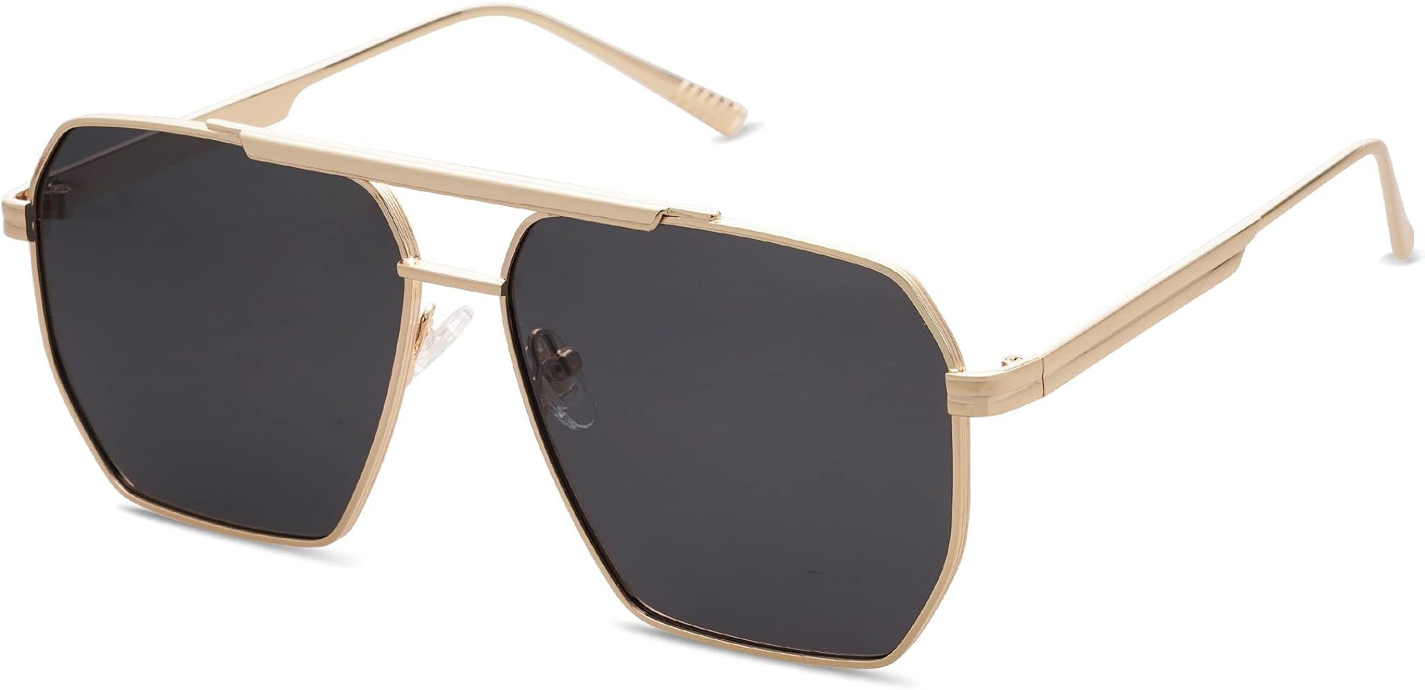 Retro Oversized Square Polarized Sunglasses for Women Men Vintage Shades UV400 Classic Large Meta... | Amazon (US)