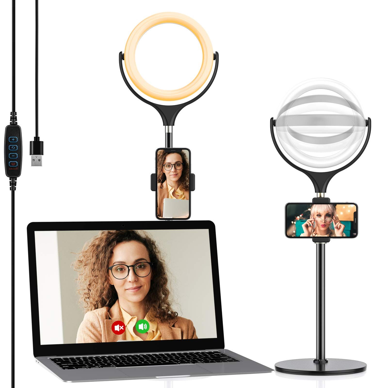 Selfie Ring Light with Adjustable Phone Holder&Stable Disc Base,Yoozon Video Conference Lighting,... | Amazon (US)