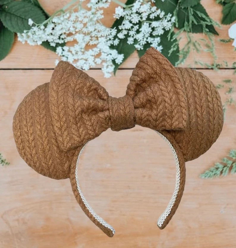 Brown Knit Mickey Ears, Neutral Ears, Camel Ears, Womens Mickey Ears, Neutral Ears, Sweater Ears,... | Etsy (US)