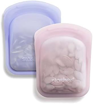 Stasher Silicone Reusable Storage Bag, Pocket (Pink + Lavender) | Food Meal Prep Storage Containe... | Amazon (US)