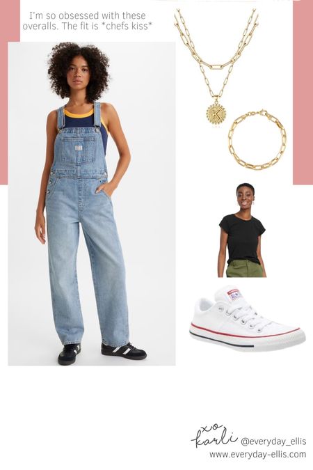 Levi’s. Levi overalls. Overalls. Overall outfits. Converse. Gold jewelry. Madewell. Target fashion. Target style  

#LTKshoecrush #LTKstyletip #LTKSeasonal