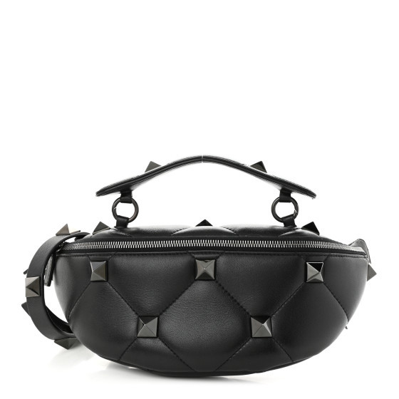 Nappa Monochrome Roman Stud Belt Bag Black | FASHIONPHILE (US)