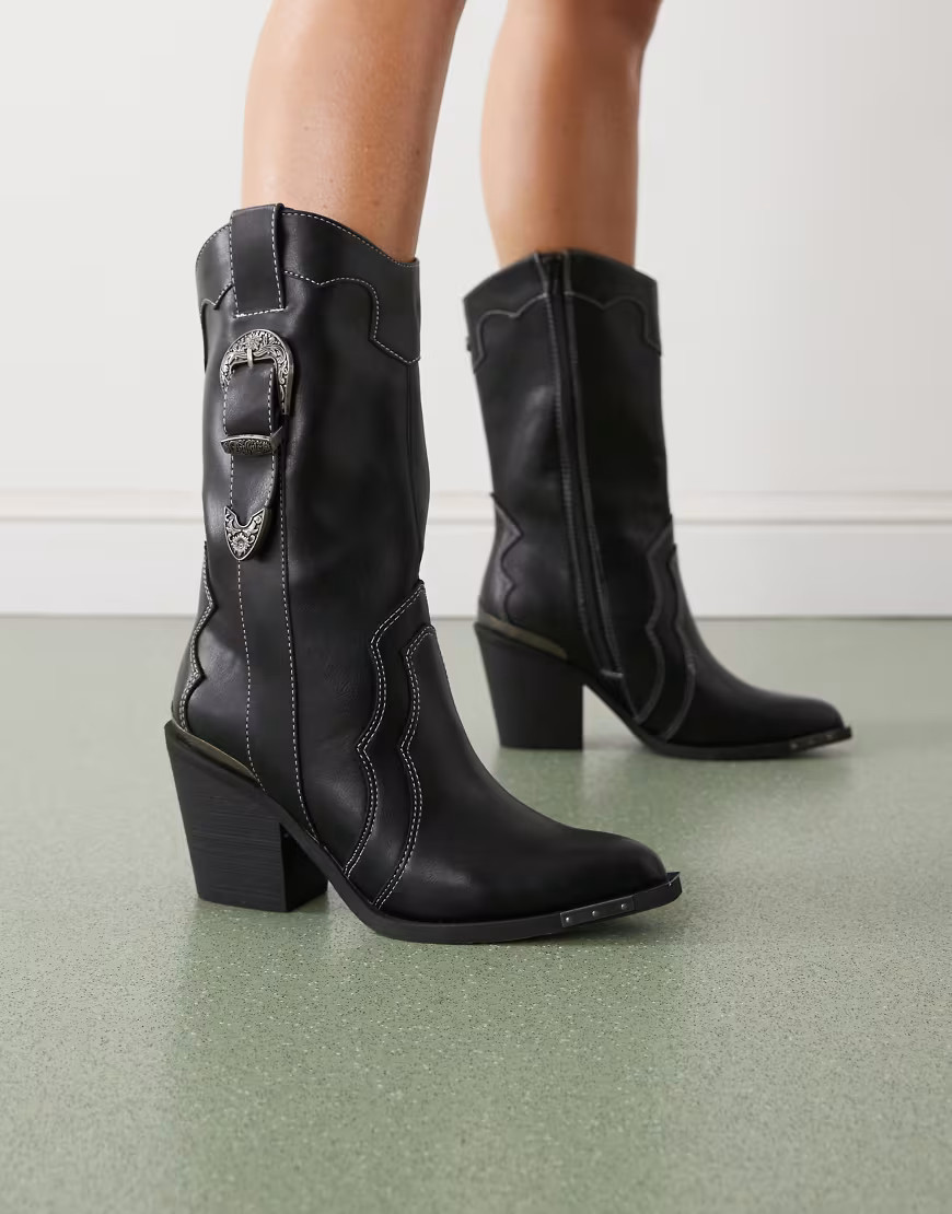 Buffalo west buckle boots in black | ASOS (Global)