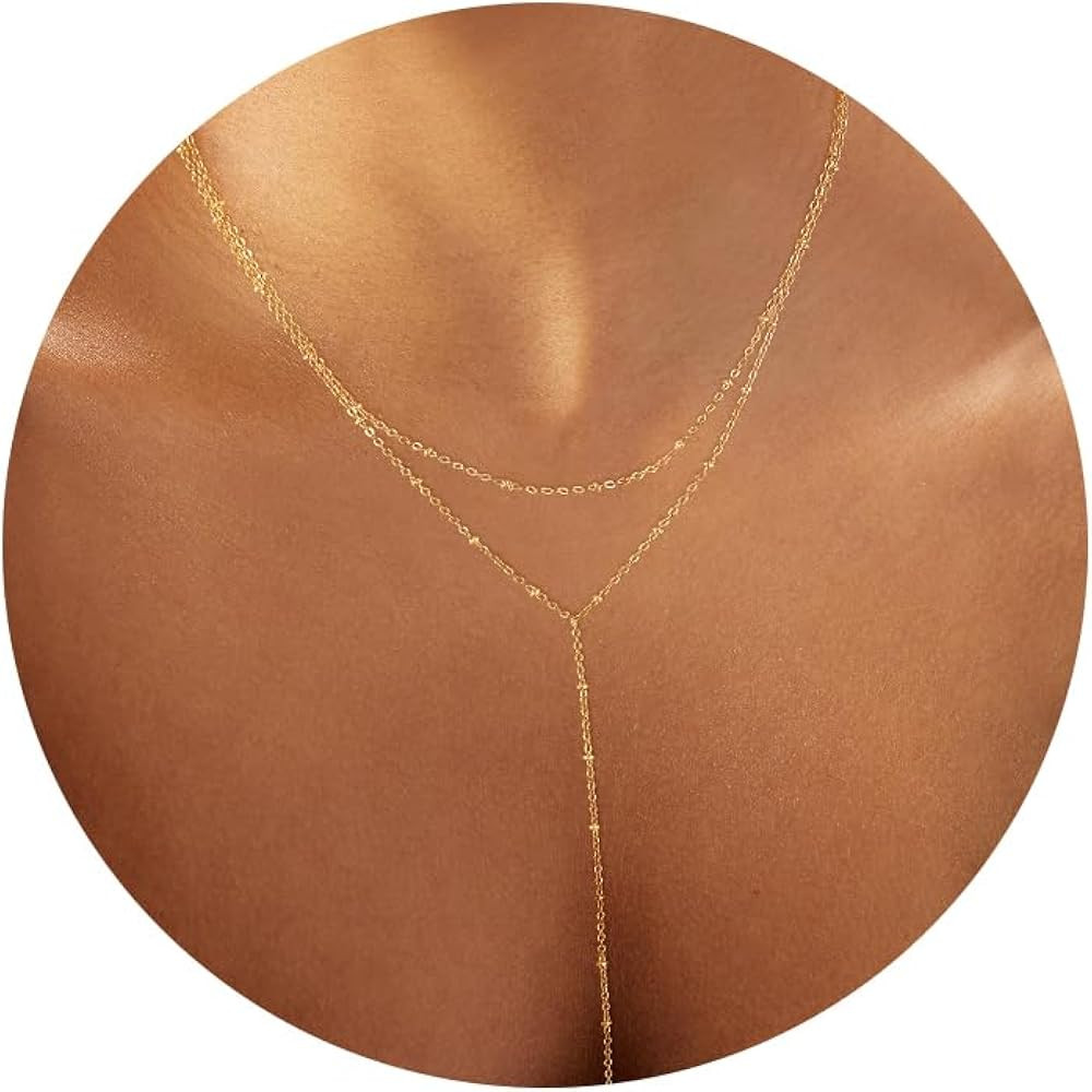 Foxgirl Lariat Gold Necklace for Women, Dainty Long Necklace 14k Gold Plated/Silver Y-Shaped Pend... | Amazon (US)