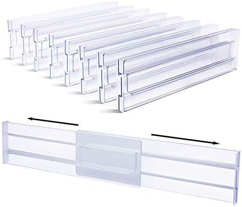Drawer Dividers Organizers 8 Pack, Vtopmart Adjustable 3.2" High Expandable from 12.5-21.7" Kitch... | Amazon (US)