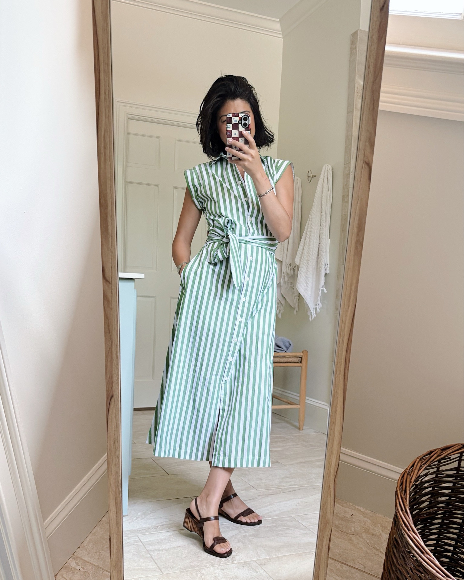 Classic button down day dress that has pockets and such a fun little open back! 100% cotton and ON SALE for under $50 with free shipping currently! Lots of sizes left.

Size notes: I went down a size in this.

#LTKootd #LTKSaleAlert