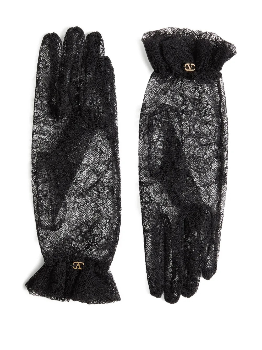 Valentino Garavani lace-embellished gloves - N06 BLACK/GOLD | Farfetch Global