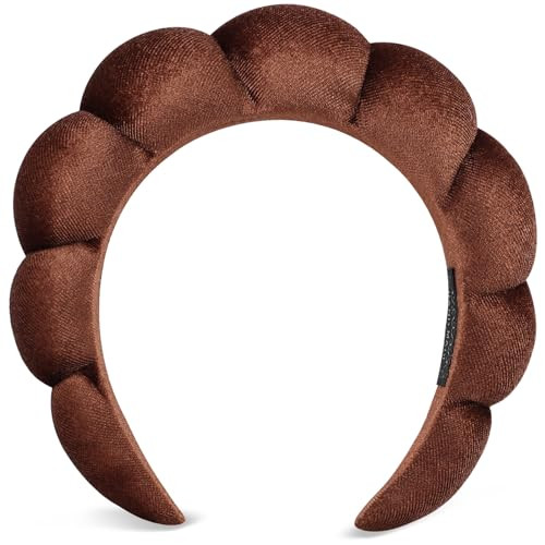 DOMMARE Spa Headband for Women Washing Face Bubble, Skin Care Hairband Makeup Headbands for Teen Girl Gifts, Get Ready Headwear Make Up Hair Accessory(Dark Brown) | Amazon (US)