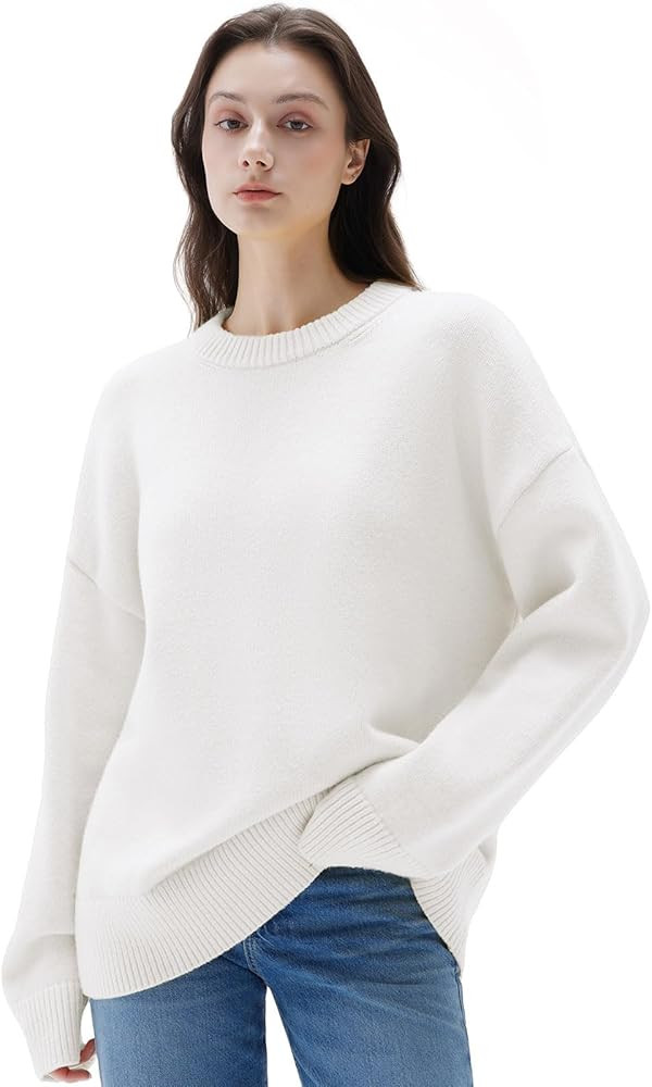 SUUKSESS Women Cashmere Oversized Long Sleeve Pullover Sweater Crew Neck Jumpers | Amazon (US)